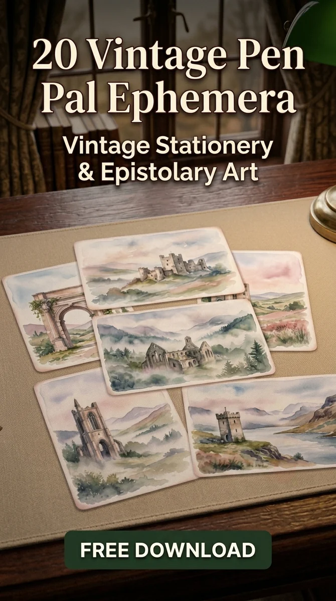Free Antique Castle Postcard PNG | Vintage Ruins Clipart — Vintage Pen Pal Ephemera Clipart watercolor clipart