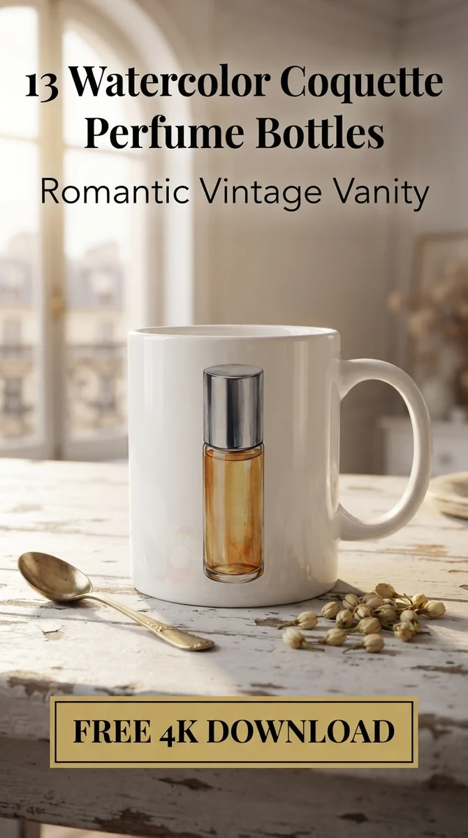 Free Vintage Fragrance Vial PNG | Watercolor Perfume Bottle Clipart — Coquette Vanity | Watercolor Perfume PNG Clipart watercolor clipart