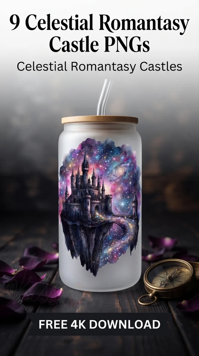 Free Dark Cosmic Castle PNG | Galaxy Floating Fortress — Celestial Romantasy | Fantasy Castle Clipart watercolor clipart