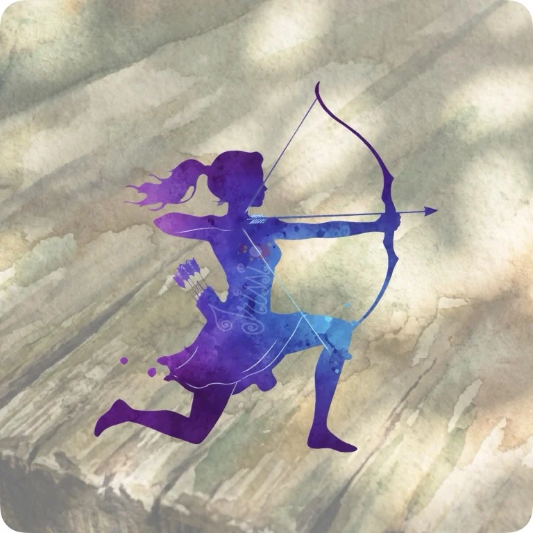 Free Female Archer Silhouette PNG | Watercolor Sports Art — Watercolor Archery Clipart | Sports & Fantasy PNGs watercolor clipart