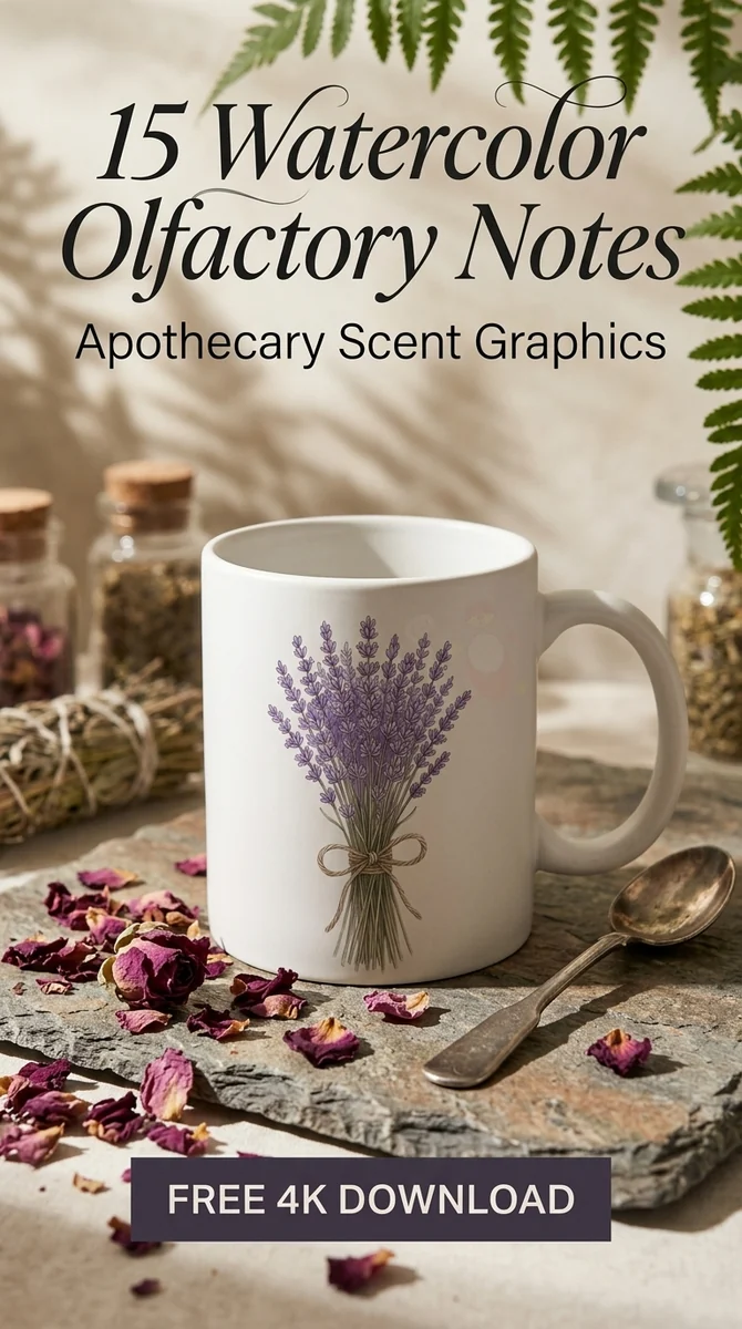 Free French Lavender Bouquet PNG | Watercolor Apothecary Art — Apothecary & Scent Graphics | Perfume Clipart watercolor clipart