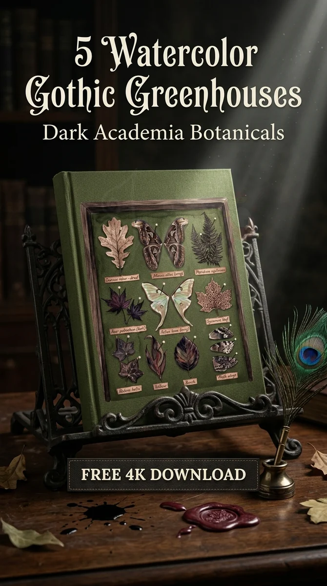 Free Botanical Specimen Tray Clipart | Gothic Greenhouse PNG — Gothic Greenhouse | Dark Academia Clipart watercolor clipart
