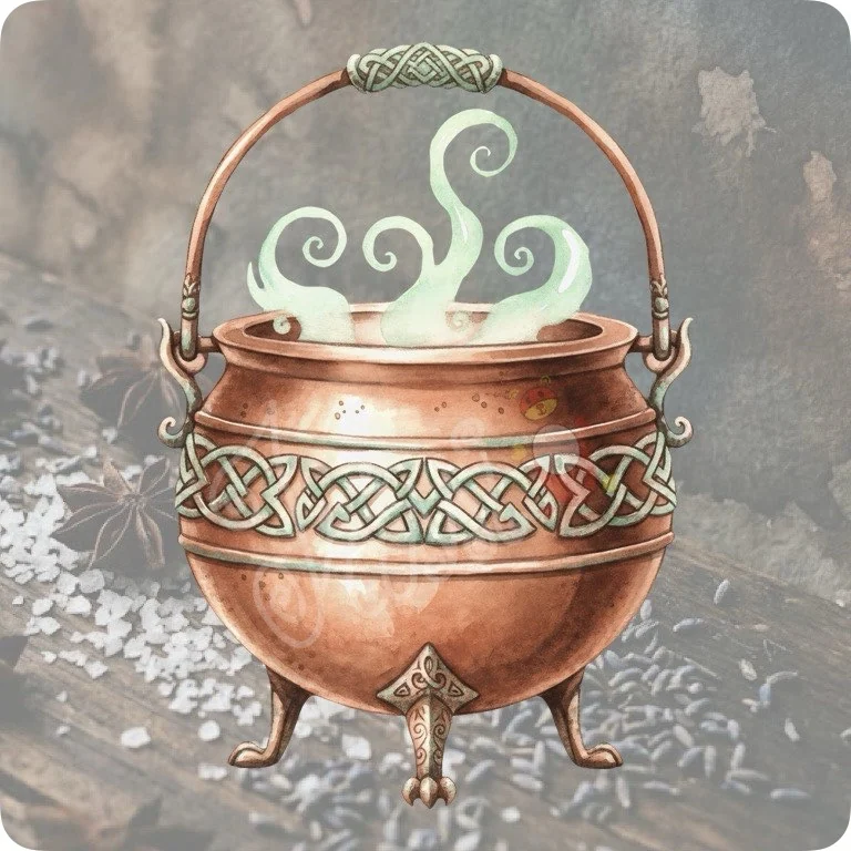 Free Celtic Copper Cauldron PNG | Mystical Green Witch Clipart β Kitchen Witch Clipart | Green Witch Watercolor PNG watercolor clipart