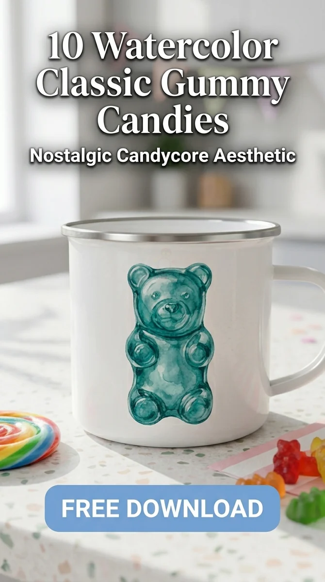 Free Teal Gummy Bear PNG | Pastel Goth Candy — Candycore Aesthetic | Y2K Gummy Clipart PNG watercolor clipart