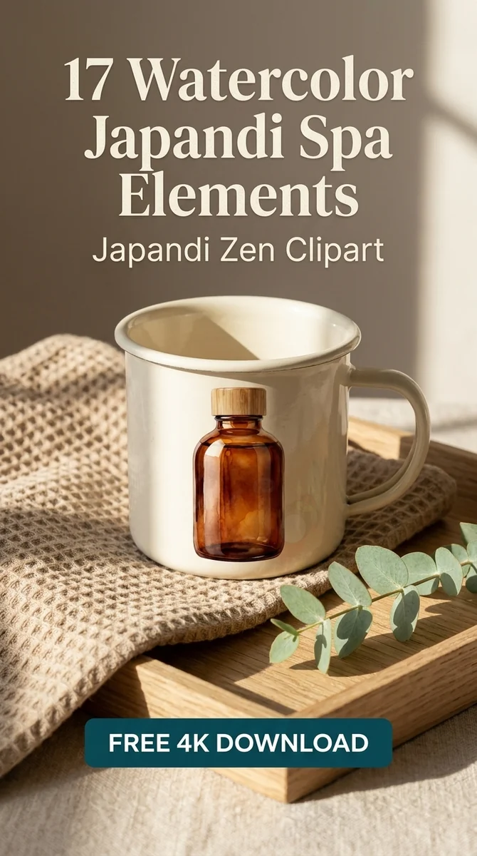 Free Amber Apothecary Bottle PNG | Brown Glass Jar Clipart — Japandi Spa Decor | Zen Clipart PNG watercolor clipart