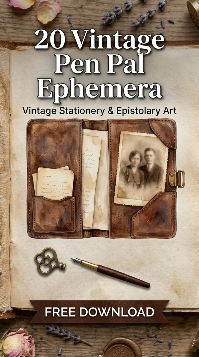 Free Leather Writing Folio PNG | Vintage Pen Case Clipart — Vintage Pen Pal Ephemera Clipart watercolor clipart
