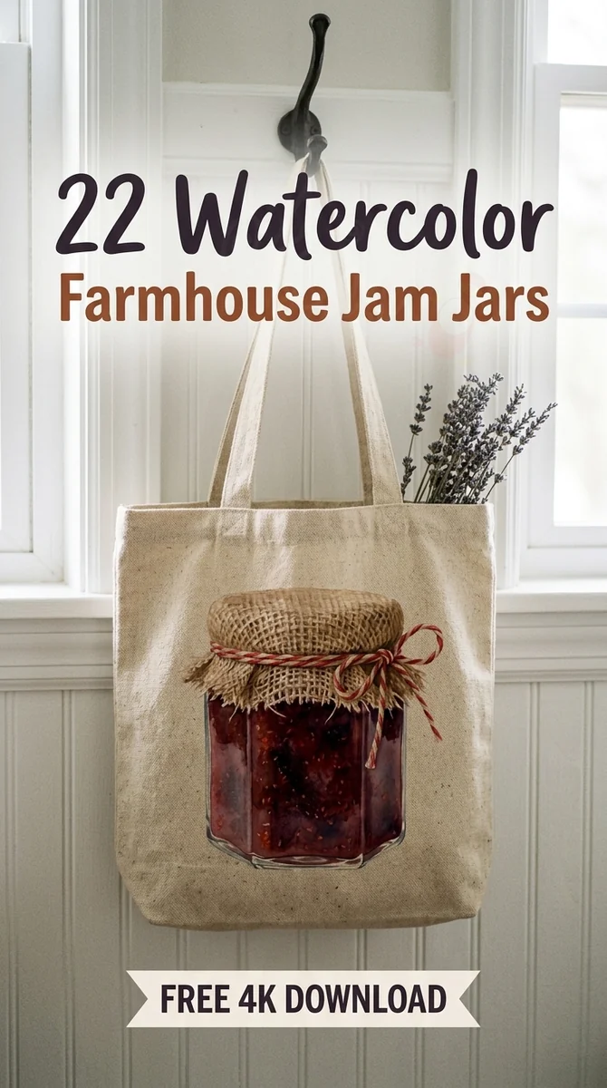 Free Burlap Wrapped Jam Jar PNG | Farmhouse Art — Cottagecore Jam Jar Clipart | Rustic Farmhouse PNG watercolor clipart