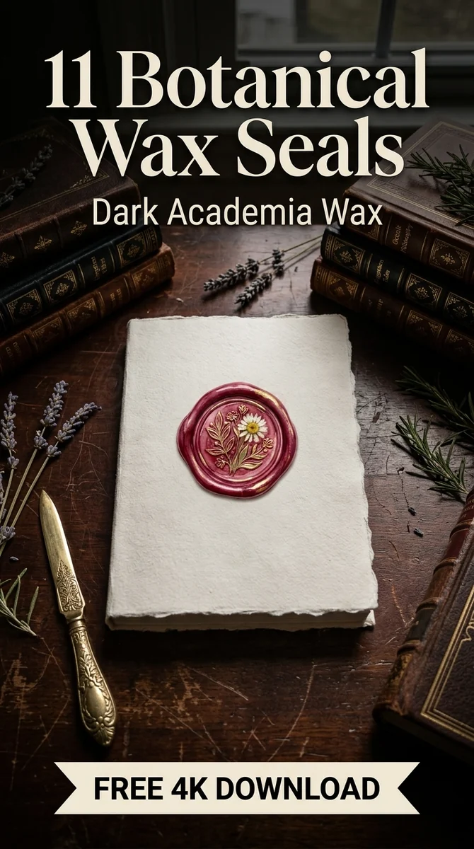 Free Burgundy Daisy Wax Seal PNG | Vintage Botanical Clipart โ Dark Academia | Botanical Wax Seals watercolor clipart