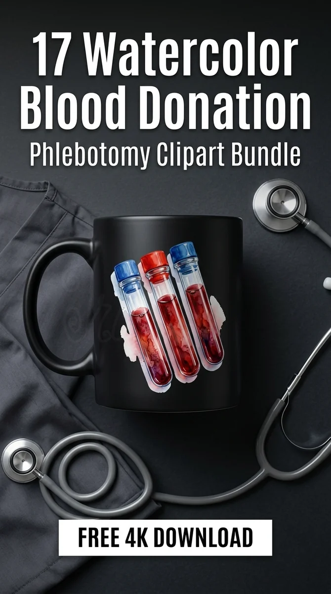 Free Watercolor Blood Vial PNG | Medical Test Tube Clipart — Watercolor Blood Donation | Medical Clipart watercolor clipart