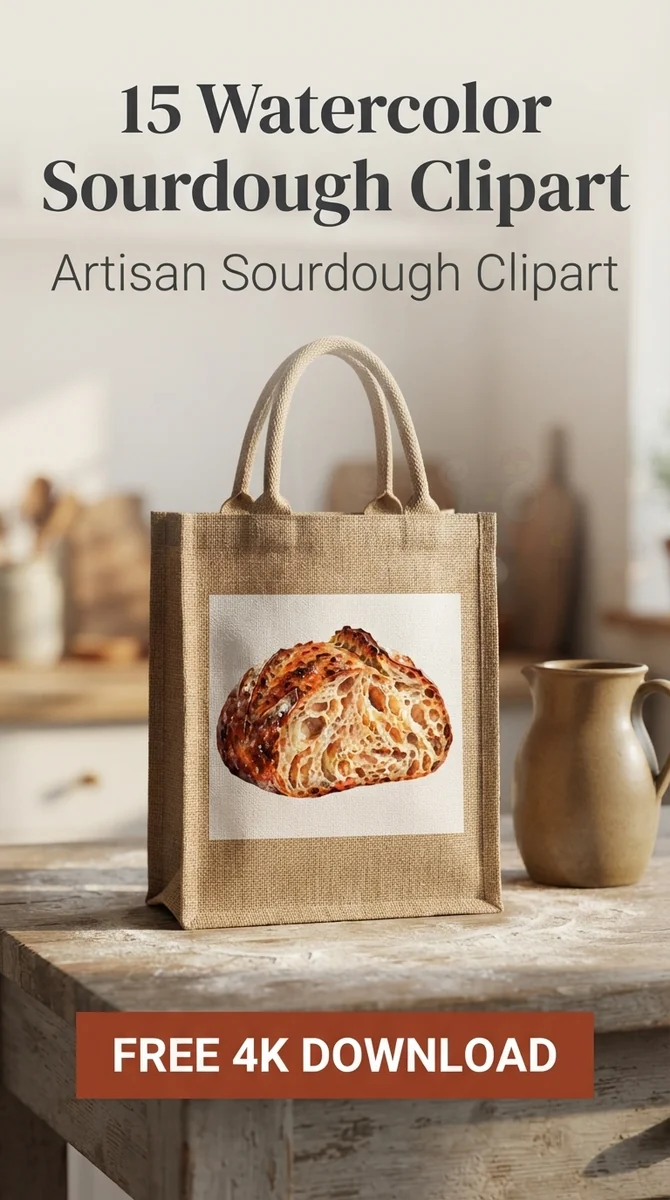 Free Bread Board Clipart PNG | Sourdough Loaf & Board Graphic — Sourdough Baking | Artisan Bread Clipart watercolor clipart