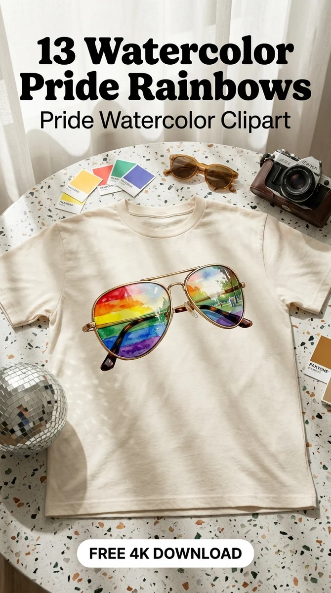 Free Rainbow Sunglasses PNG | Pride Sublimation Clipart — LGBTQ Pride Watercolor Clipart watercolor clipart