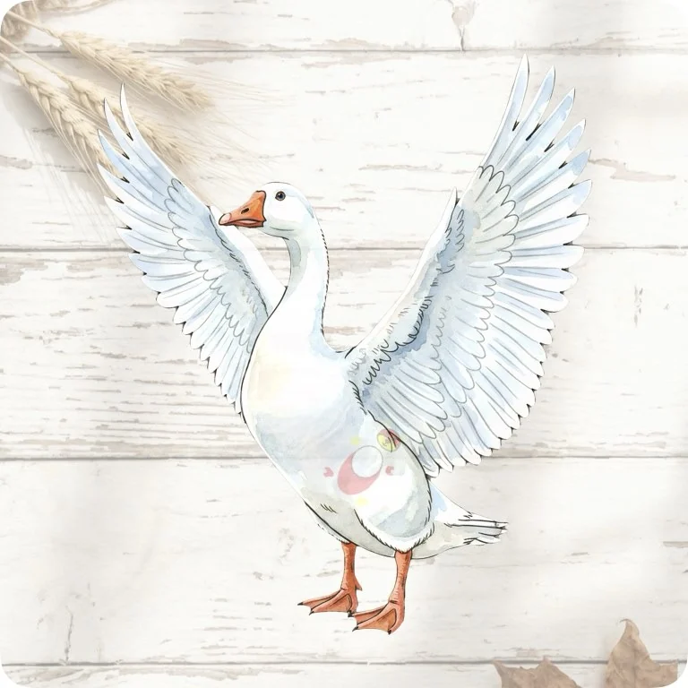Free Goose Wings Spread PNG | Dynamic Rustic Farm Bird Clipart — Rustic Farm Bird Clipart | Watercolor Turkey Duck watercolor clipart