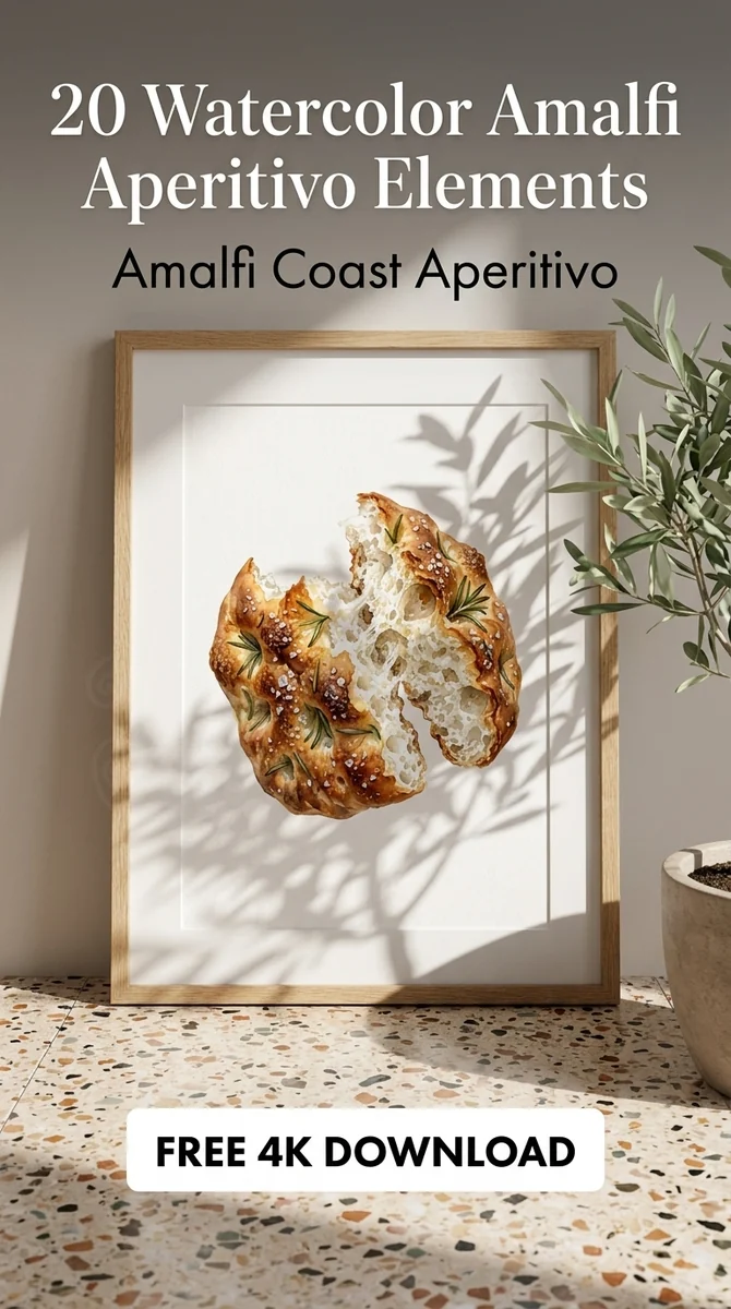 Free Rosemary Focaccia PNG | Watercolor Italian Bread Clipart β Amalfi Italian Summer | Watercolor Clipart PNG watercolor clipart