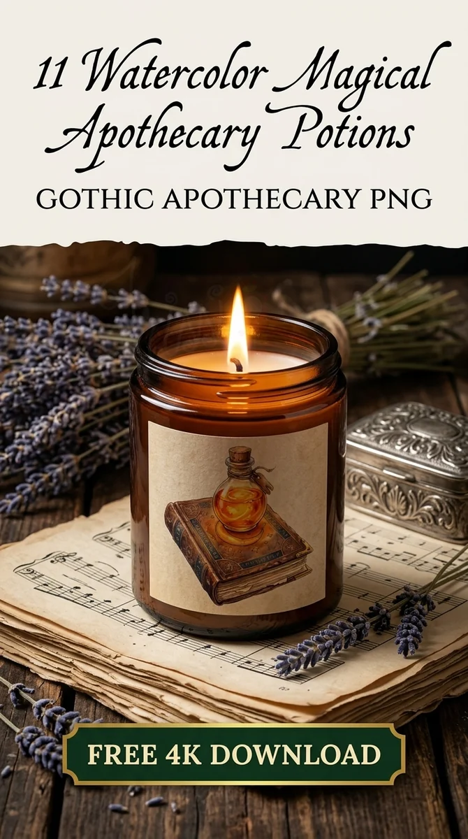 Free Spellbook and Potion Clipart | Orange Alchemy Bottle PNG β Dark Academia | Witchy Apothecary Clipart PNG watercolor clipart