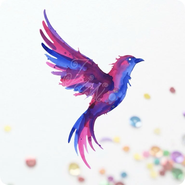 Free Bisexual Pride Bird PNG | Vibrant Watercolor Bi Flag Art — Rainbow Pride Clipart | LGBTQ+ Watercolor PNGs watercolor clipart