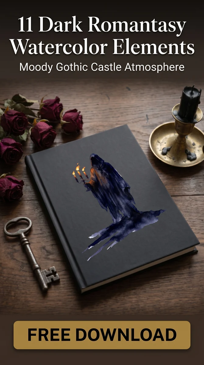 Free Gothic Hooded Figure PNG | Dark Fantasy Character Art — Dark Romantasy | Gothic Castle PNGs watercolor clipart