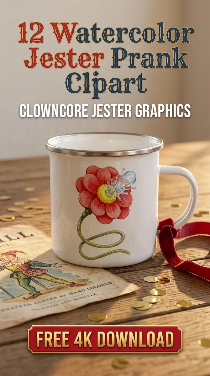 Free Squirt Flower PNG | Watercolor Clown Prank Clipart — Clowncore Aesthetic | Jester & Prank Clipart watercolor clipart