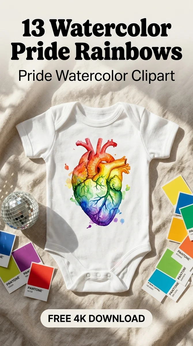 Free Rainbow Anatomical Heart PNG | Medical Pride — LGBTQ Pride Watercolor Clipart watercolor clipart