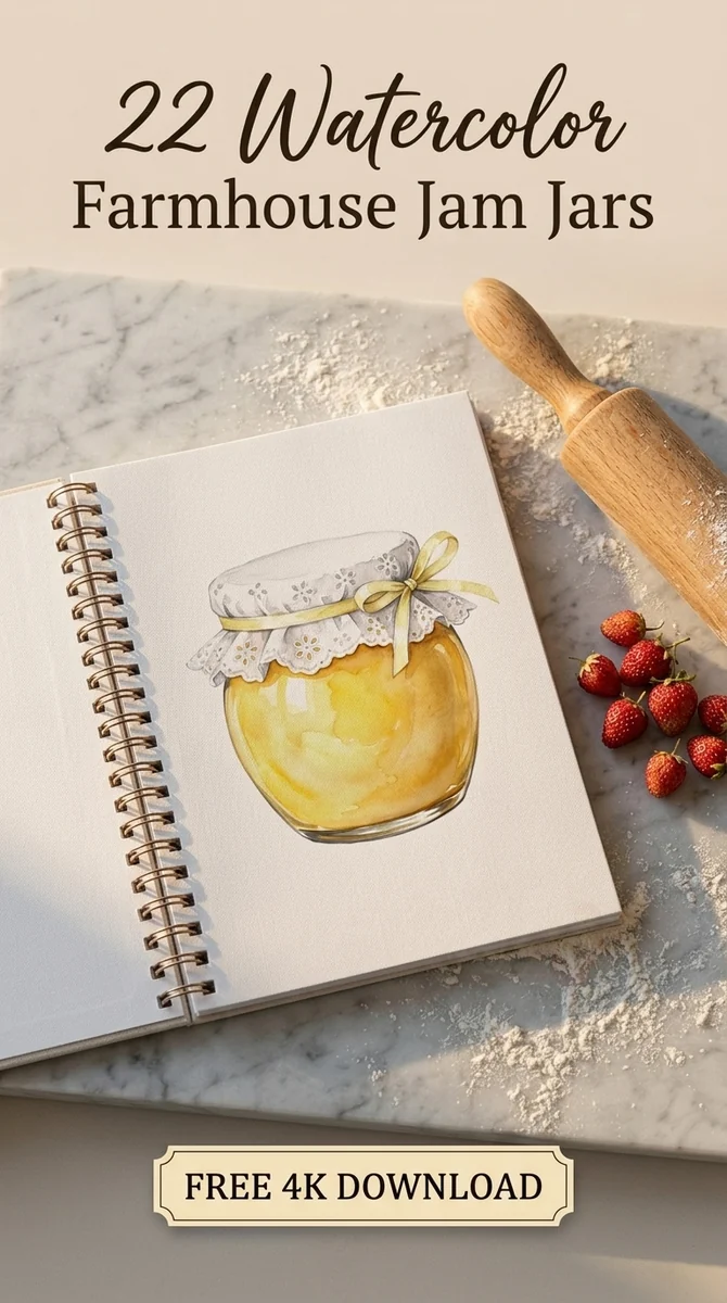 Free Lemon Curd Jar PNG | Vintage Lace Clipart — Cottagecore Jam Jar Clipart | Rustic Farmhouse PNG watercolor clipart