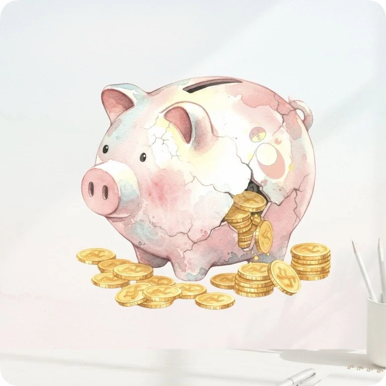 Cute Pink Piggy Bank PNG | Blush Savings Clipart — Watercolor Budget Planner Clipart watercolor clipart
