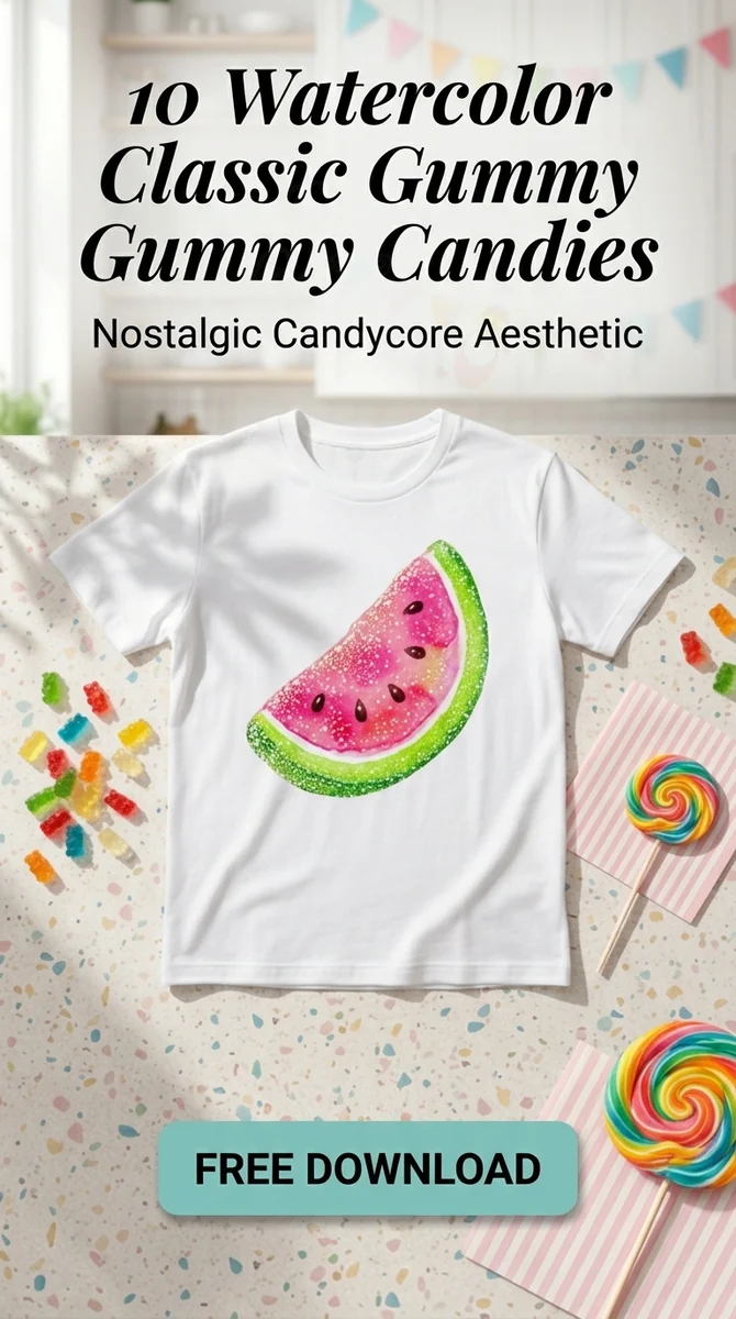 Free Watermelon Gummy PNG | Y2K Candy Slice Art β Candycore Aesthetic | Y2K Gummy Clipart PNG watercolor clipart