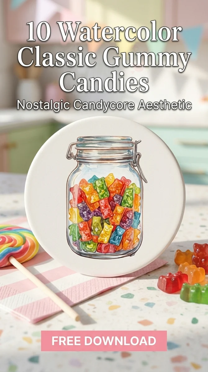 Free Candy Jar PNG | Colorful Gummy Bear Clipart — Candycore Aesthetic | Y2K Gummy Clipart PNG watercolor clipart