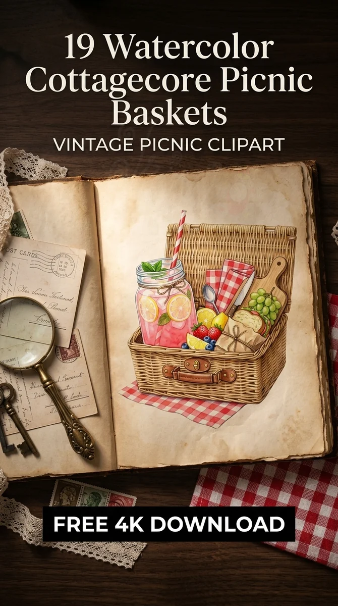 Free Pink Lemonade Picnic PNG | Watercolor Food Clipart — Cottagecore Picnic | Watercolor Clipart PNG watercolor clipart