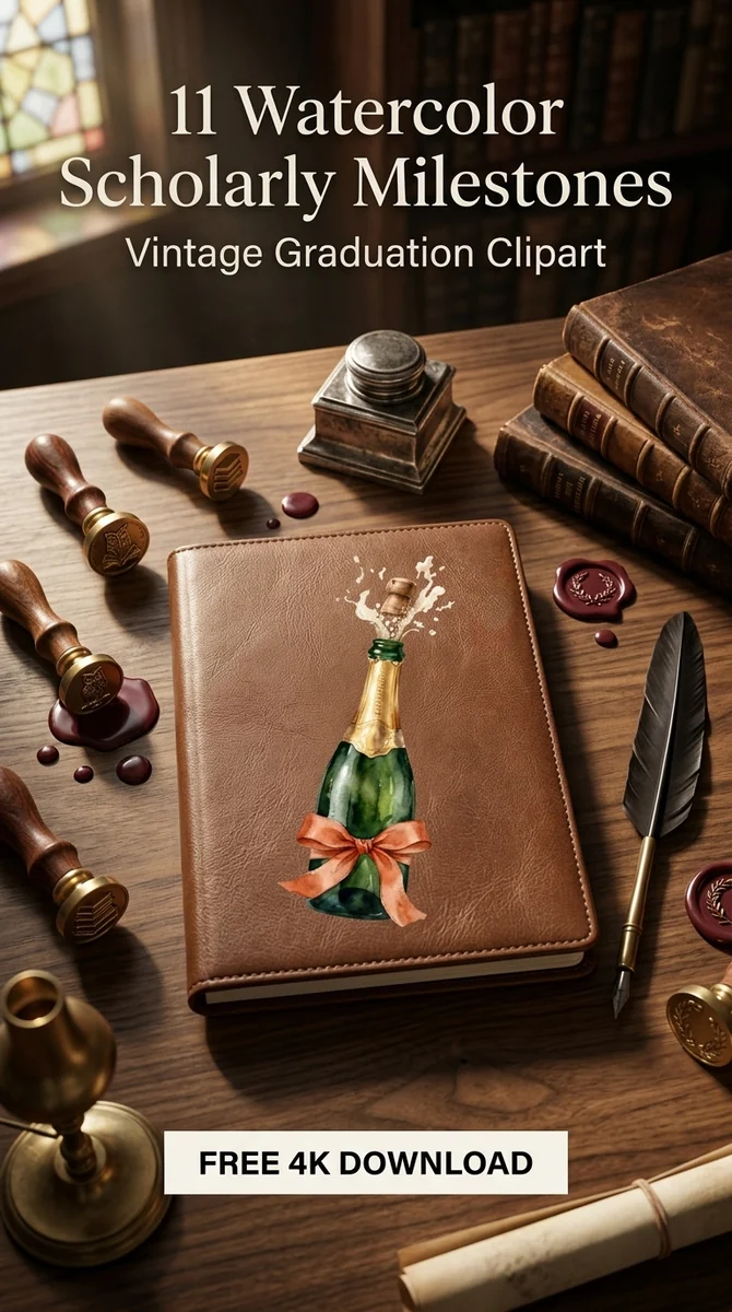 Free Popping Champagne Bottle PNG | Party Celebration Art — Dark Academia | Vintage Graduation Clipart watercolor clipart
