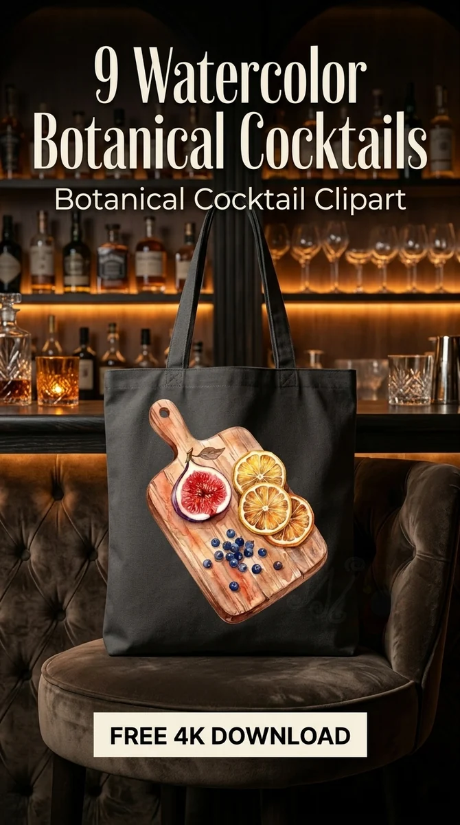 Free Rustic Cocktail Garnish PNG | Fig & Blueberry Clipart — Botanical Mixology | Craft Cocktail Clipart watercolor clipart