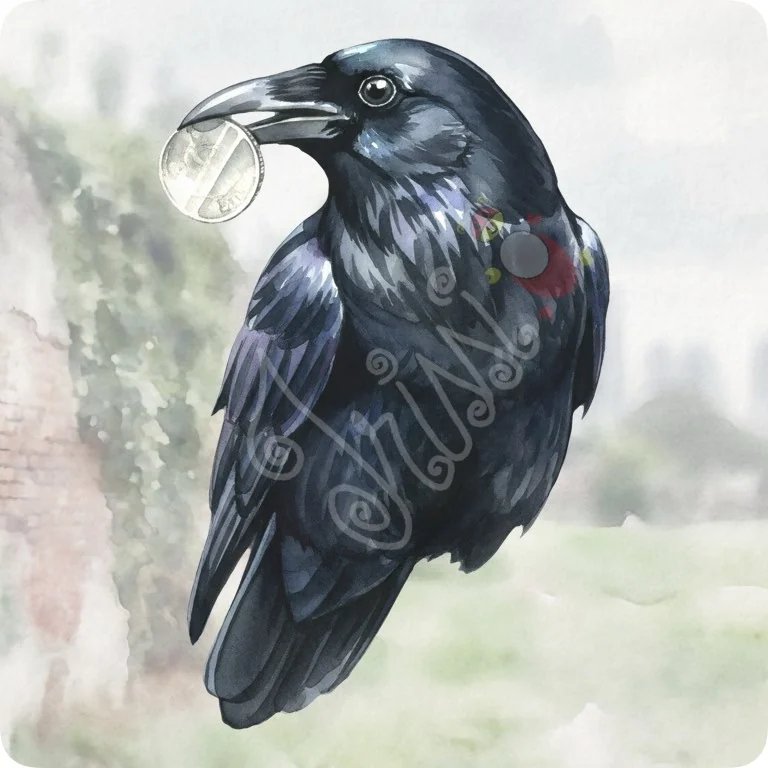 Free Clever Crow Watercolor PNG | Urban Wildlife Clipart for Scrapbooking — Urban Wildlife Watercolor Clipart City Animal PNG watercolor clipart