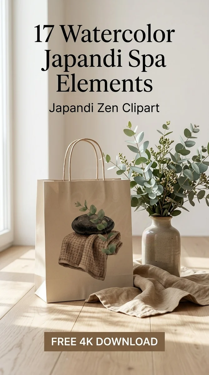 Free Zen Spa Arrangement PNG | Eucalyptus & Stones Clipart — Japandi Spa Decor | Zen Clipart PNG watercolor clipart