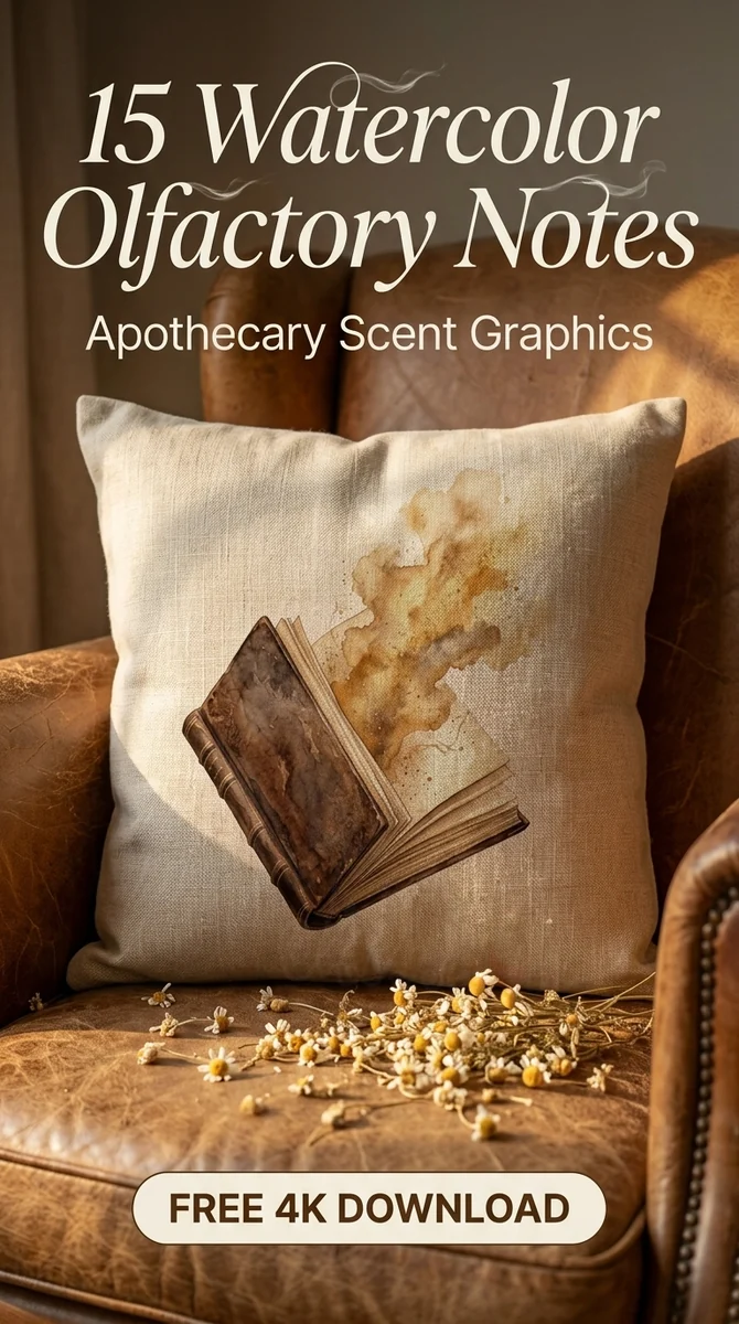 Free Bibliosmia Old Book Scent PNG | Dark Academia Clipart — Apothecary & Scent Graphics | Perfume Clipart watercolor clipart