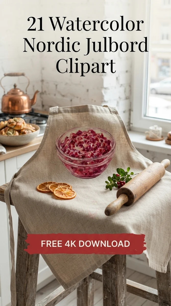 Free Beetroot Salad PNG | Scandinavian Pink Julbord Dish Clipart — Nordic Christmas Clipart | Hygge Julbord PNG watercolor clipart