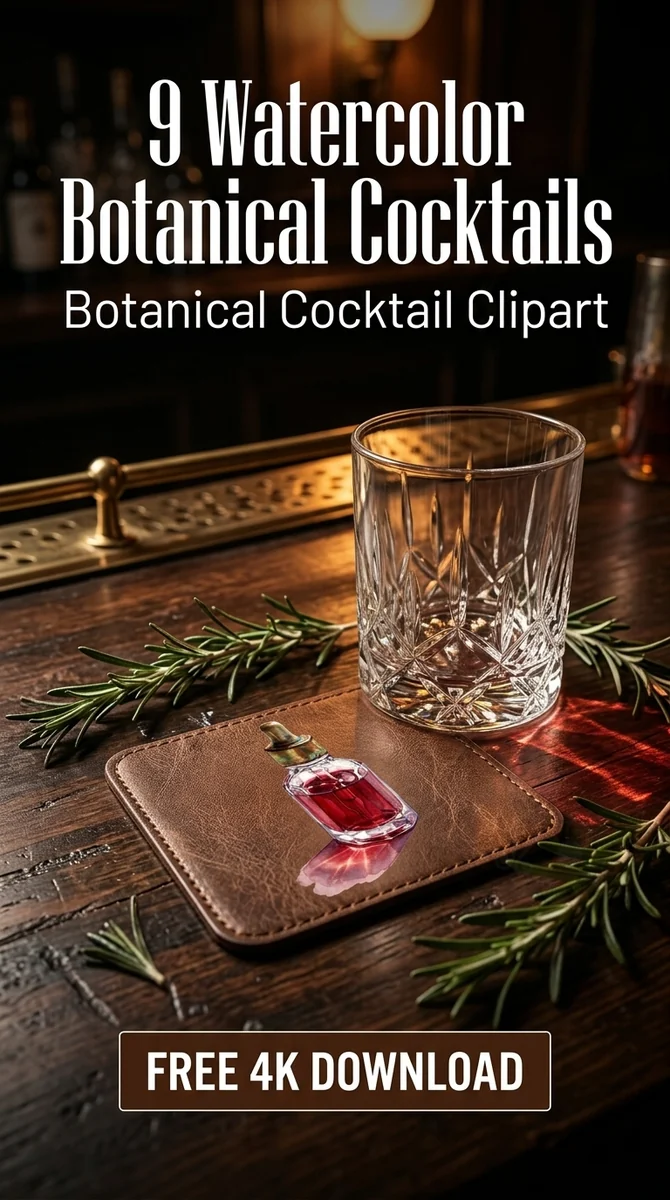 Free Vintage Bitters Bottle PNG | Mixology Dropper Clipart — Botanical Mixology | Craft Cocktail Clipart watercolor clipart