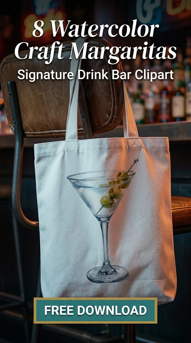 Free Vintage Martini Glass PNG | Classic Cocktail Clipart — Watercolor Craft Cocktails Signature Drink Clipart watercolor clipart