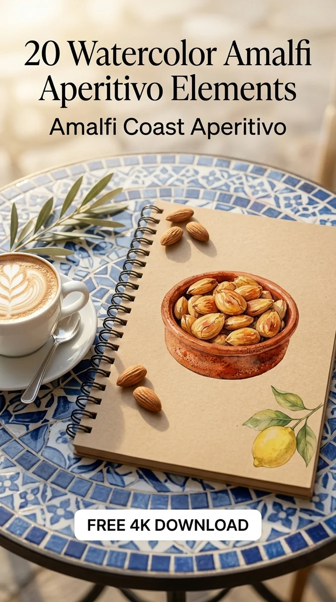 Free Marcona Almonds PNG | Watercolor Nut Bowl Clipart — Amalfi Italian Summer | Watercolor Clipart PNG watercolor clipart