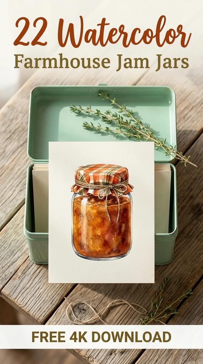 Free Spiced Pumpkin Butter PNG | Autumn Jam Clipart — Cottagecore Jam Jar Clipart | Rustic Farmhouse PNG watercolor clipart
