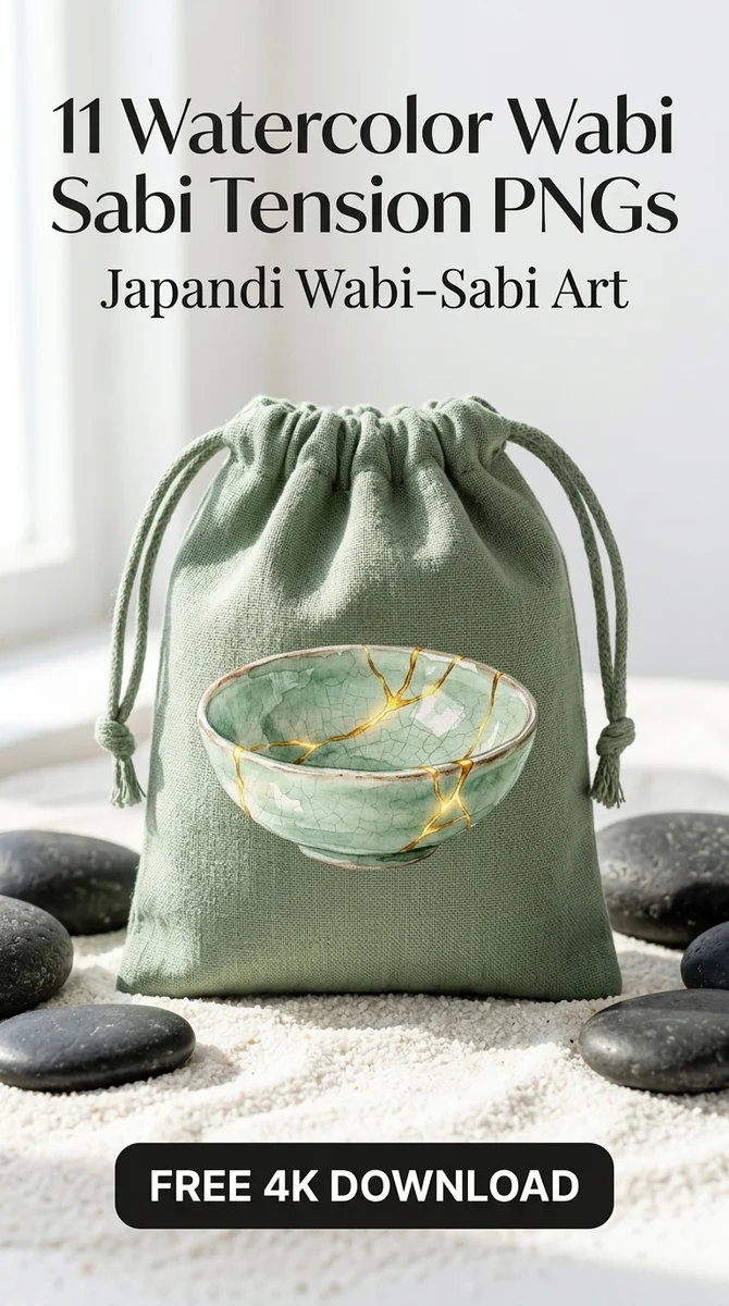 Free Gold Kintsugi Mint Bowl PNG | Wabi Sabi Ceramic Clipart — Wabi Sabi Clipart | Minimalist Japandi Floral PNGs watercolor clipart