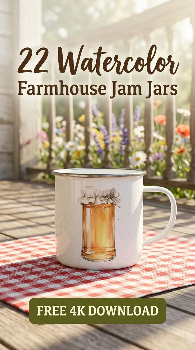 Free Quince Jelly PNG | Rustic Farmhouse Clipart — Cottagecore Jam Jar Clipart | Rustic Farmhouse PNG watercolor clipart