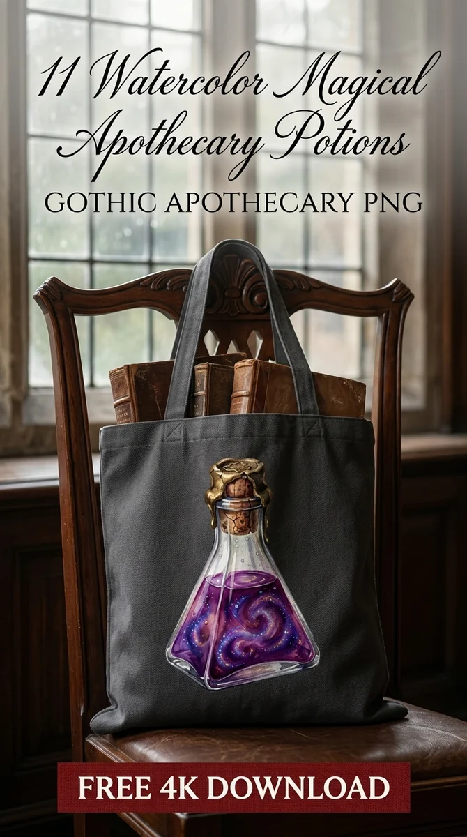 Free Bioluminescent Purple Potion PNG | Magic Elixir Clipart — Dark Academia | Witchy Apothecary Clipart PNG watercolor clipart
