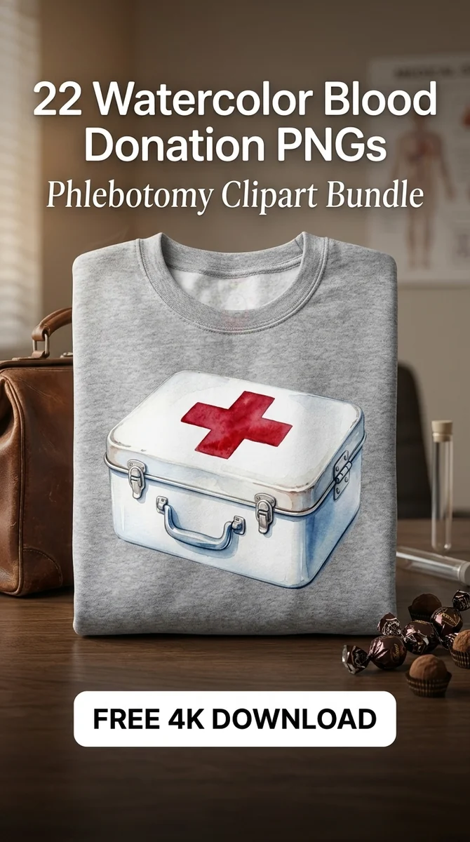 Free Watercolor Emergency Kit PNG | First Aid Box Clipart — Watercolor Blood Donation | Medical Clipart watercolor clipart