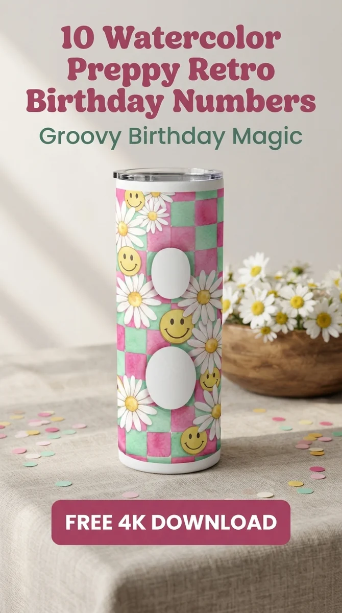 Free Preppy Retro Number 8 PNG | Pink & Green Checkered Clipart — Preppy Retro Birthday | Groovy Y2K Clipart PNGs watercolor clipart