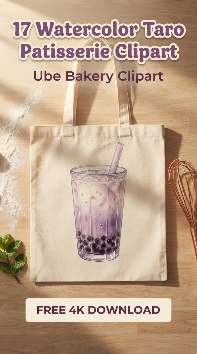 Free Ube Boba PNG Clipart | Taro Milk Tea Drink Art β Taro Patisserie | Ube Dessert Clipart PNG watercolor clipart