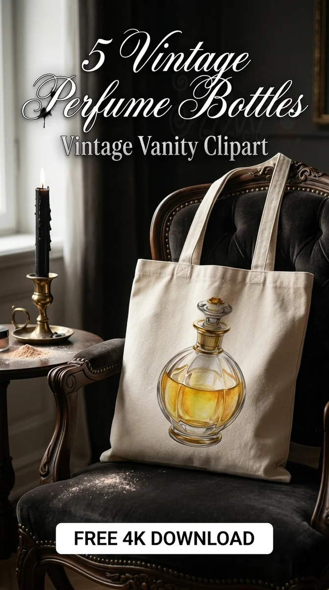Free Antique Glass Perfume Dabber PNG | Vintage Vanity Art — Antique Vanity | Vintage Perfume Clipart watercolor clipart