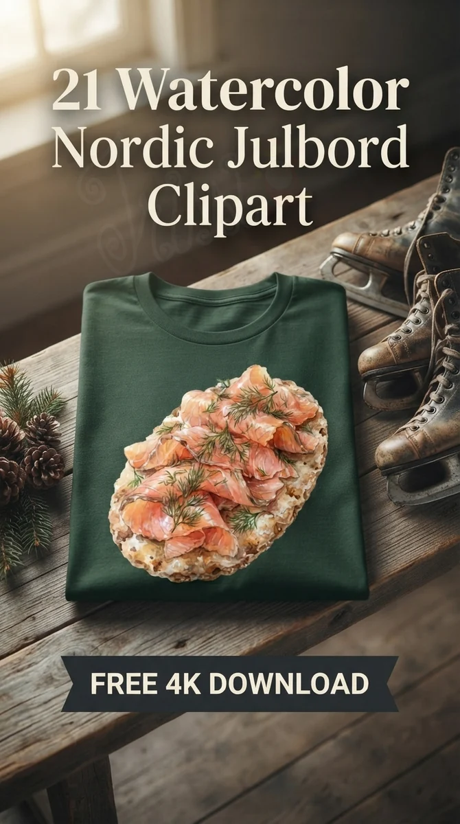 Free Cured Gravlax PNG | Scandinavian Smörgåsbord Clipart Art — Nordic Christmas Clipart | Hygge Julbord PNG watercolor clipart