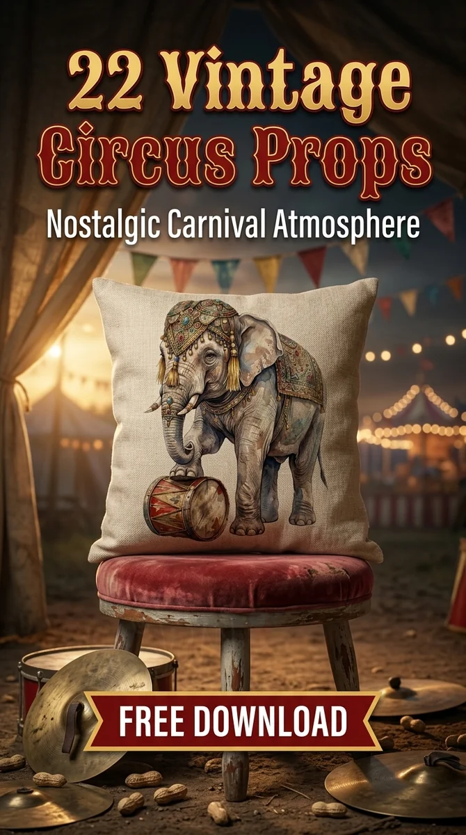 Free Ornate Circus Elephant PNG | Vintage Carnival Art — Vintage Circus | Dark Carnival Clipart watercolor clipart