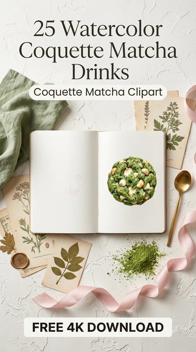 Free Matcha Cookie PNG | Green Tea Chocolate Chip Clipart — Coquette Matcha Latte | Soft Girl Cafe Clipart PNG watercolor clipart