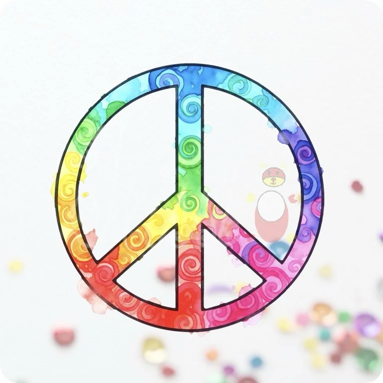 Free Rainbow Peace Sign PNG | Colorful Watercolor Tie-Dye Art — Rainbow Pride Clipart | LGBTQ+ Watercolor PNGs watercolor clipart