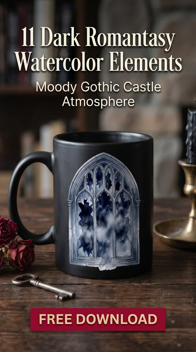 Free Shattered Gothic Window PNG | Broken Stained Glass Art — Dark Romantasy | Gothic Castle PNGs watercolor clipart