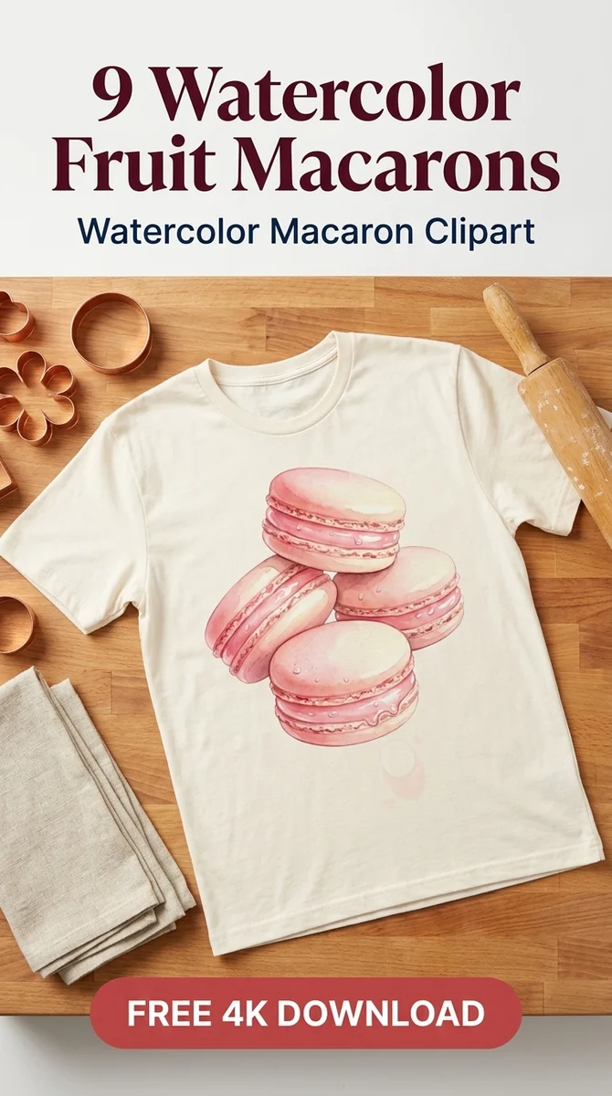 Free Rosewater Macaron PNG | Pink Patisserie Clipart — French Patisserie Clipart | Watercolor Macaron PNG watercolor clipart